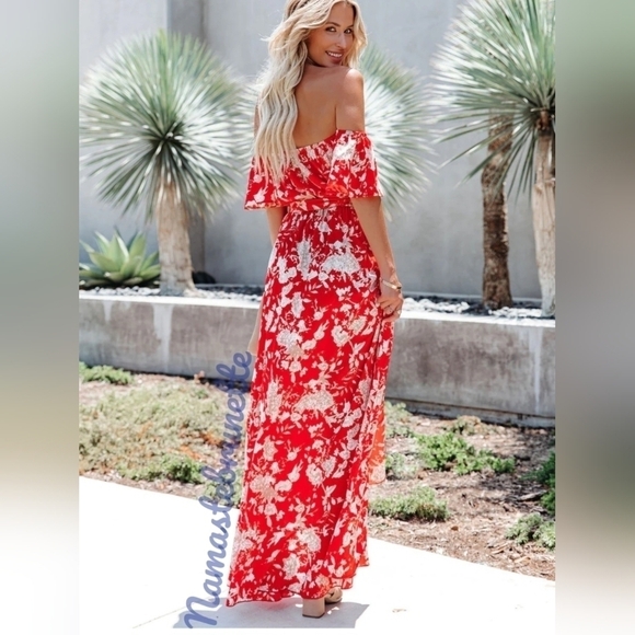 Floral High Low Off The Shoulder Maxi Dress - Picture 9 of 11
